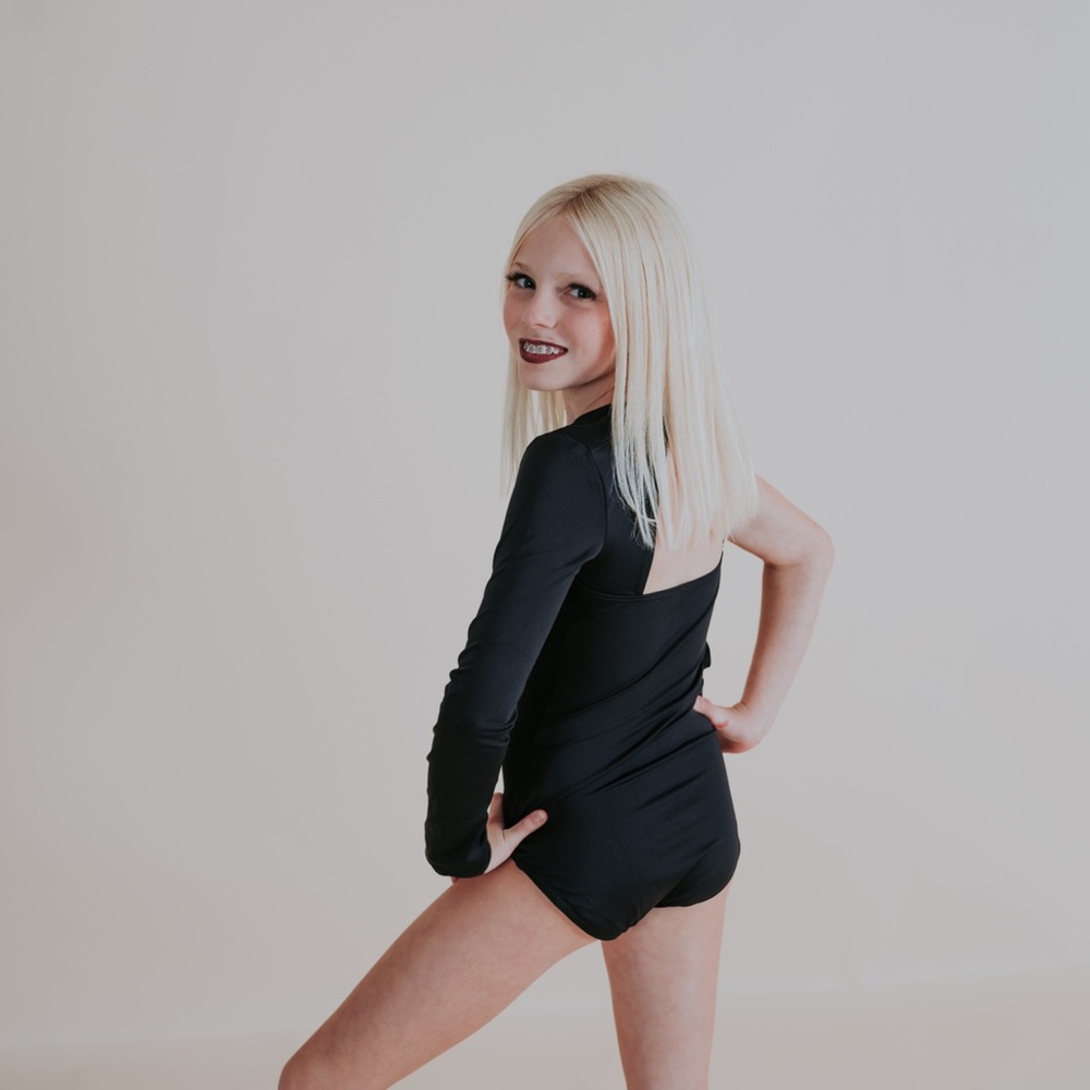 Balera 🖤 Black Long Sleeve Cutout Asymmetrical Leotard - L - Picture 8 of 8